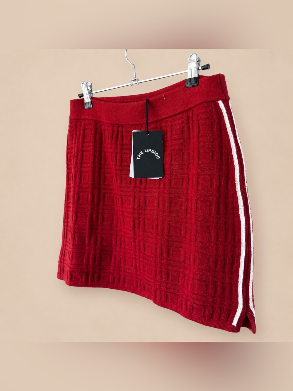 Anthropologie The Upside NWT Red Organic Cotton Knit Mini Skirt Size M